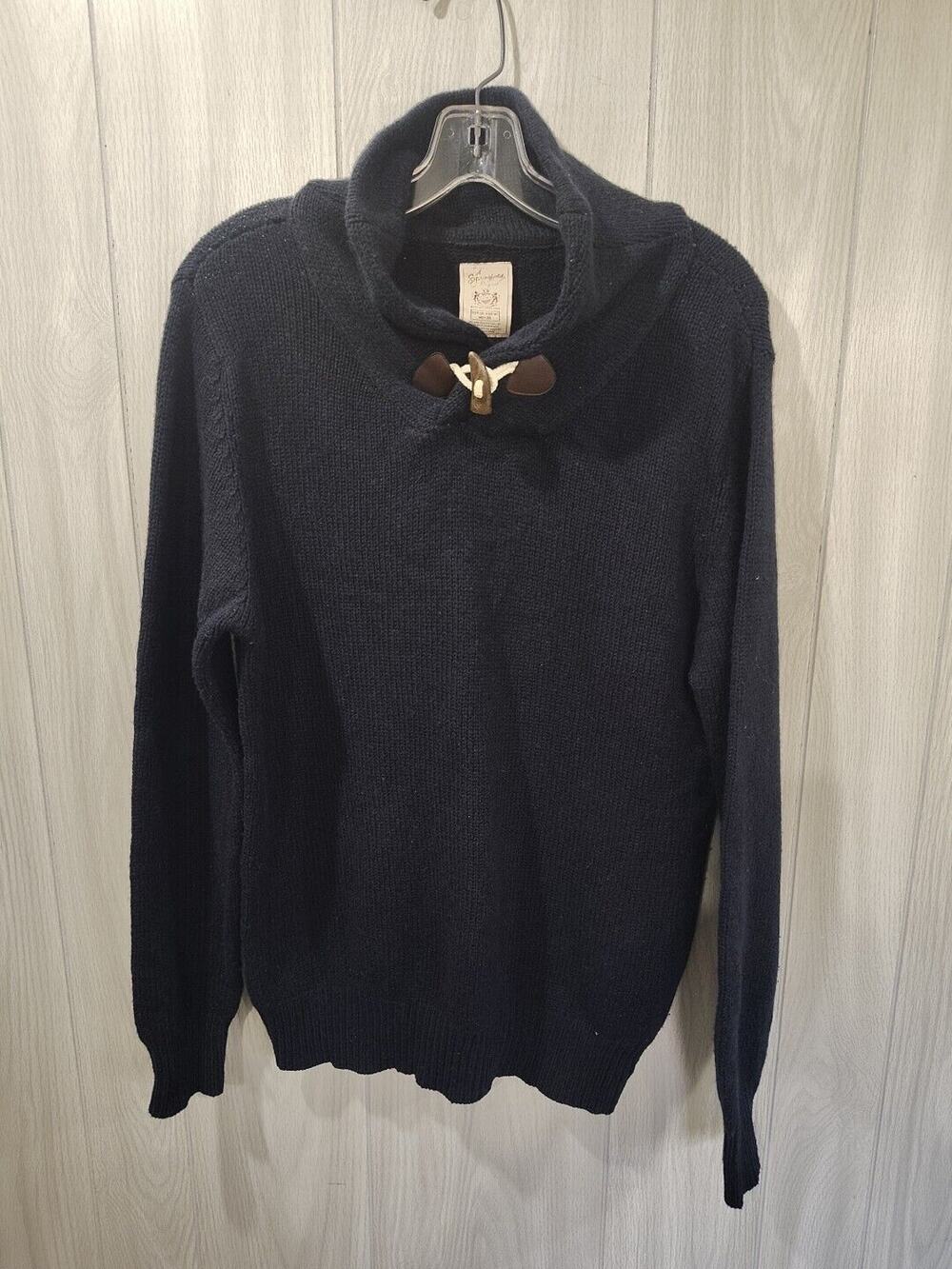 Springfield Sweater Men's Navy Wool Blend Academia Grandpa Work Size 38 Medium